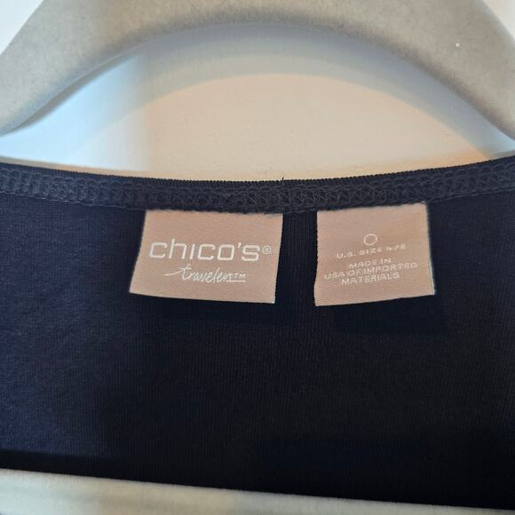 Chico’s Travelers Mixed Media Asymmetrical Tunic Size 0 (US 4/6) Wrinkle-Free - Picture 7 of 8